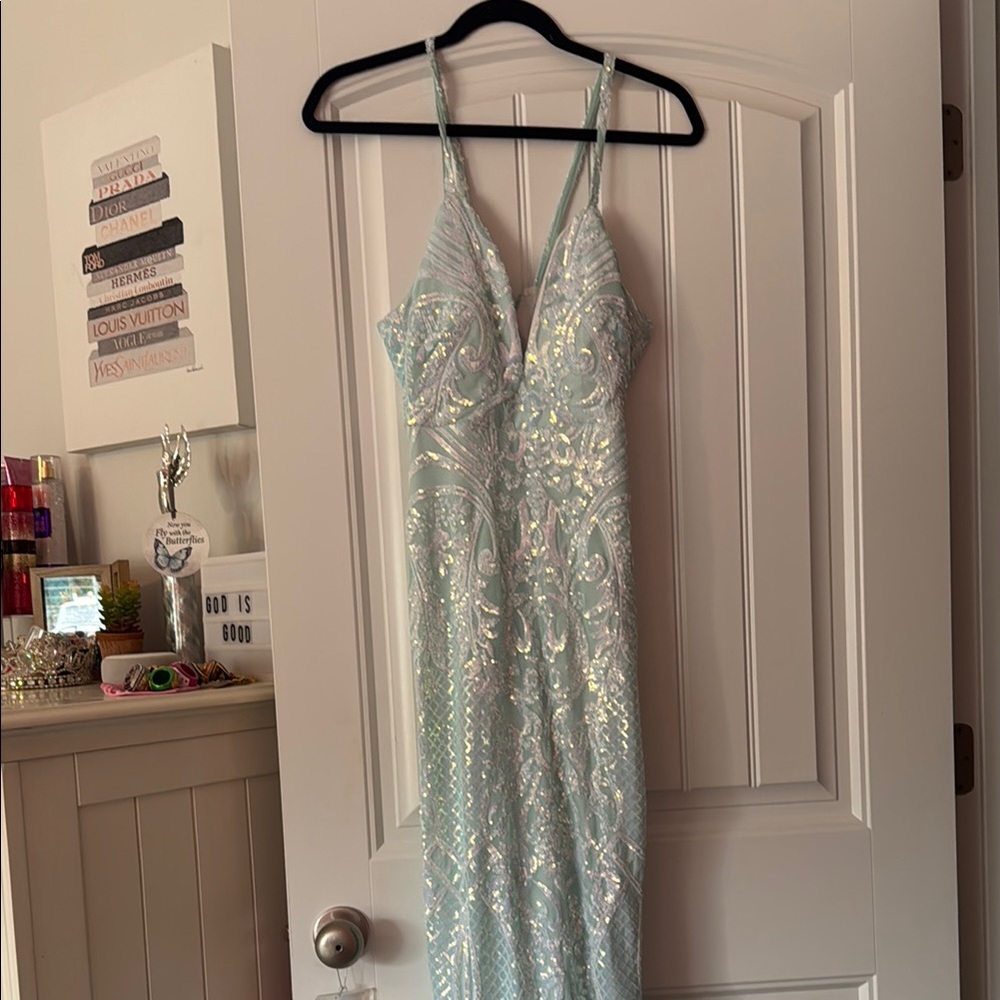 Shimmering Aqua Sequin Dress